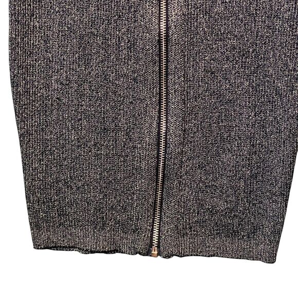 Say What Dress Womens Large Black Silver Zip Front Metallic Bodycon Party Knit - Picture 11 of 14